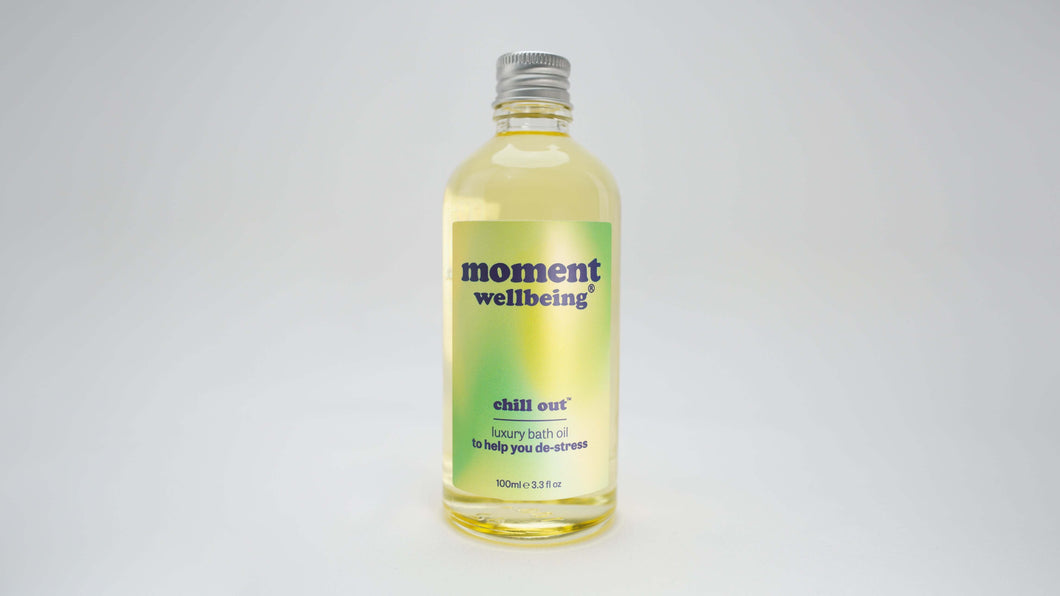 chill out™ luxury bath oil to help you de-stress - moment wellbeing